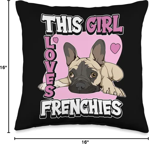Vista 4 de Funny French Bulldog Merch - Almohada para niños (16.0 x 16.0 in), multicolor