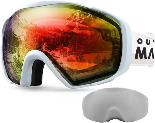 Vista 23 de OutdoorMaster - Gafas de esquí con cubierta, antivaho OTG para nieve/snowboard La cubierta integrada ayuda a proteger la lente, con ajuste OTG