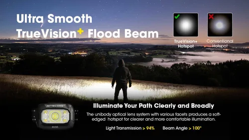 Vista 5 de Nitecore NU30 Linterna frontal LED recargable de 500 lúmenes con haces blancos y rojos