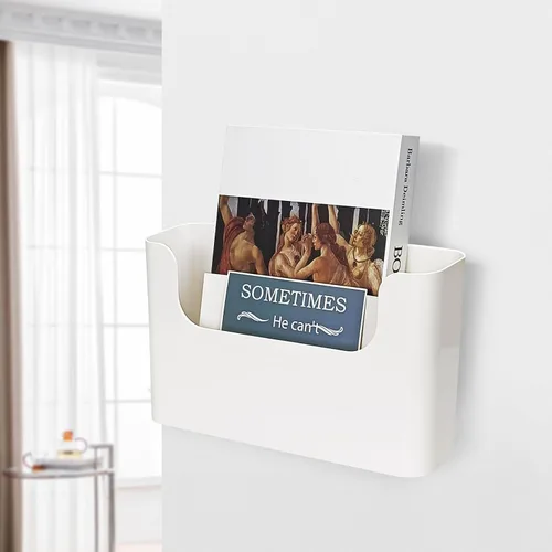 Vista 7 de Archivo de pared Soporte de pared de plástico blanco para oficina y aula Wall File Organizer, White Plastic Magazine Holder Rack, Wall Pocket for