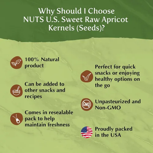 Vista 7 de Nuts U.S. Semillas de albaricoque crudas dulces, sin cáscara