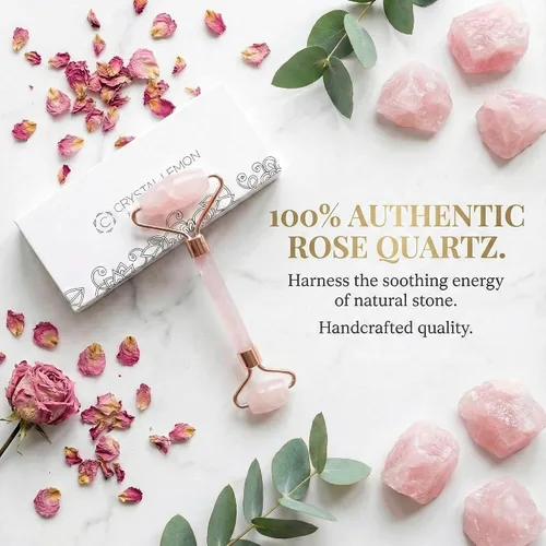 Vista 4 de Crystal Lemon - Rodillo de jade natural para cara, arrugas envejecidas, hinchazón, terapia de tratamiento de masajeador facial de la piel, piedra