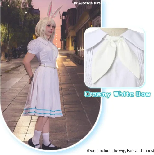 Vista 4 de NSPSTT Women Haru Cosplay Costume Anime BEASTARS Cosplay Costume School Uniform Dress Medium White