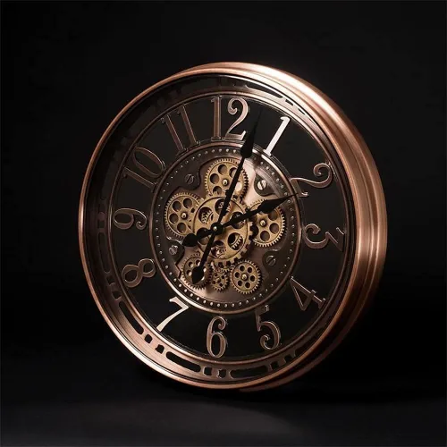 Vista 4 de INFINITY TIME Relojes de pared con engranaje móvil de 21 pulgadas para decoración de sala de estar, cobre SIilent Non Ticking, Arabic Numeral