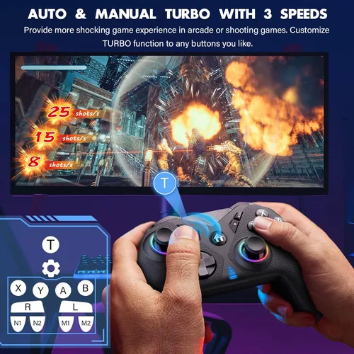 Vista 6 de Controlador inalámbrico Switch Pro para Nintendo Switch ControllerSwitch LiteOLED, controlador de interruptor RGB multiplataforma para Windows PC