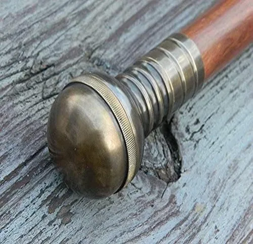 Vista 4 de Juego de dos brújulas/telescopio de madera bastón-bastón de latón brújula/mango de telescopio