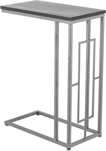 Vista 9 de Deco 79 Mesa auxiliar de metal en forma de C con base de metal negro, mesa auxiliar de 19 x 10 x 26 pulgadas, color negro