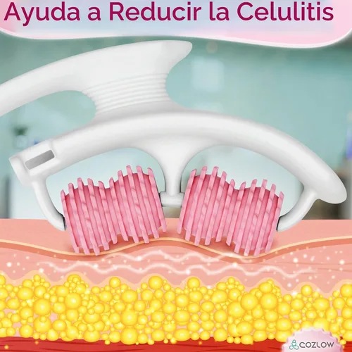 Vista 5 de COZLOW Rodillo de masaje para celulitis - Rosa - Masajeador anticelulítico con asas de rodillo desmontables para muslos, piernas y glúteos