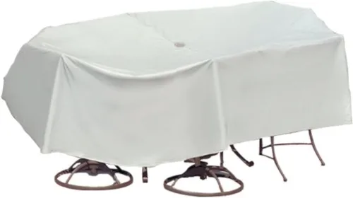 Vista 6 de Protective Covers Juego de mesa de patio resistente a la intemperie y funda para silla de respaldo alto, 60 pulgadas, mesa redonda, gris