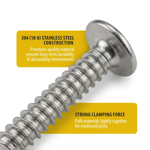 Vista 2 de BCP Fasteners 10 unidades de tornillos Phillips modificados con cabeza de armadura de acero inoxidable 304 de #8 x 1” para madera (BCP1261)