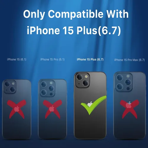 Vista 7 de MYBAT PRO Lunar Series - Funda para iPhone 15 Plus, compatible con MagSafe y soporte giratorio de metal, parte trasera dura mate translúcida