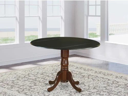 Vista 6 de HomeStock Mesa de comedor redonda de madera, mesa de cocina resistente para espacios pequeños, color negro y cereza/36 pulgadas sin gotas