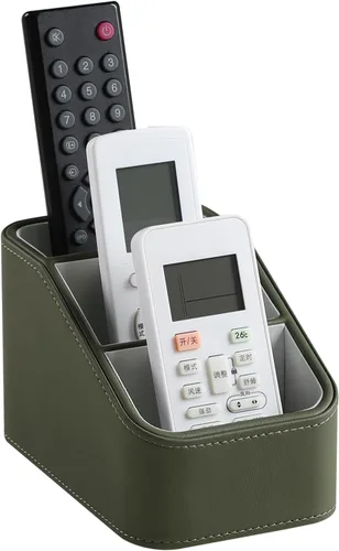 Vista 11 de Soporte para control remoto de piel sintética, organizador de escritorio pequeño, suministros de oficina, mesita de noche para mesa auxiliar, Beige