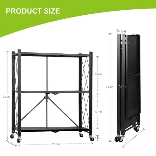 Vista 2 de Soporte de metal para plantas, estante plegable de 3 niveles para flores