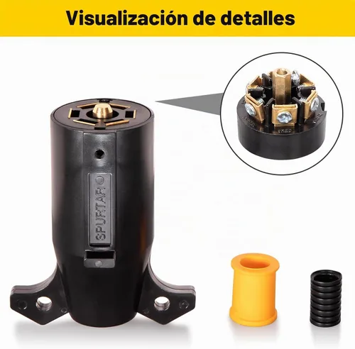 Vista 4 de Spurtar Enchufe de remolque de 7 pines redondo de 7 vías, estilo RV, hoja plana, arnés de cableado de luz de remolque, conector de repuesto
