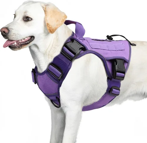 Vista 15 de WINGOIN Arnés táctico negro para perros pequeños, arnés resistente sin tirones con asa, arnés militar reflectante ajustable K9 para mascotas
