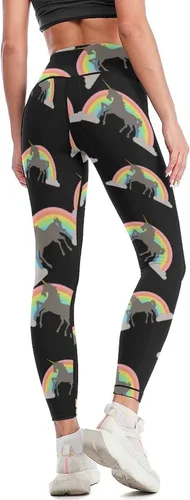 Vista 5 de Rainbow Unicorn Workout Leggings for Women High Waisted Tummy Control Yoga Pants