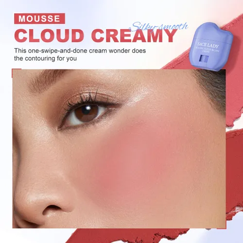 Vista 4 de SACE LADY Maquillaje facial cremoso rubor, no se seca, colorete pigmentado, suaviza y nutre para maquillaje de labios, ojos, mejillas, belleza, 0.31