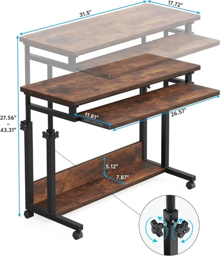 Vista 9 de [Usado] Tribesigns Escritorio portátil para sofá y cama, mesa de computadora portátil de altura ajustable, escritorio pequeño de pie, carrito