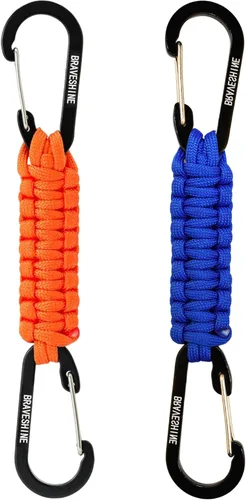 Vista 19 de BRAVESHINE Mosquetón de llavero con clip de paracord, gancho de anillo en D para lanyard, colgador para cochecito, llavero para botella de agua