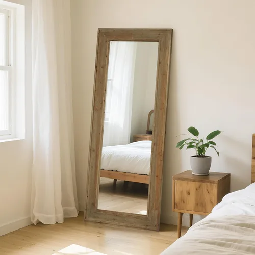 Vista 17 de WallBeyond Espejo de Pared de Ratán Rectangular, Espejo de Ratán de 32 X 44 Pulgadas con Marco de Madera para Decoración de Pared, Baño, Sala