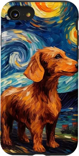 Vista 18 de Carcasa para iPhone 16 Dachshund Dog Starry Night Van Gogh Dachshund