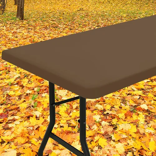 Vista 57 de Smiry Mantel rectangular, mantel de vinilo elástico ajustable con parte trasera de franela para mesas plegables de 6 pies, fundas impermeables y Rojo