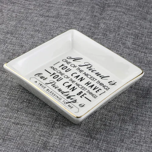 Vista 3 de JoycuFF Regalos de amistad para mujeres, amigas, plato para anillos, bandeja de joyería de amistad, regalos únicos para mejor amiga, mejor amiga
