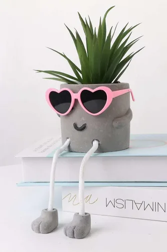 Vista 12 de Zen Home Lindas plantas falsas para estante - Mini plantas suculentas - Pequeñas plantas artificiales para decoración de estantes - Plantas de Oso