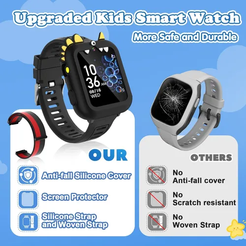 Vista 3 de Reloj Inteligente para Niños Regalo para Niños de 3-12 Años con 39 Juegos Despertador Cámara Reproductor de Video y Música Podómetro Linterna
