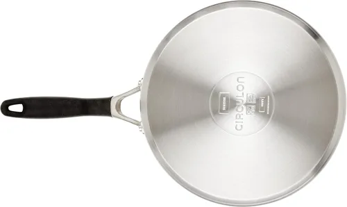 Vista 12 de Circulon SteelShield - Sartén con tapa y tecnología híbrida SteelShield de acero inoxidable y antiadherente, 3 cuartos de galón, acero inoxidable