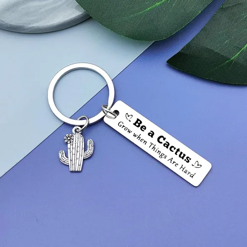 Vista 5 de Regalo de cactus divertido llavero inspirador de cactus para mujeres y hombres, regalo para amantes de los cactus, joyería motivacional para hijo