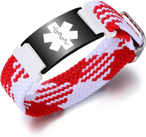 Vista 51 de Pulseras deportivas personalizadas de alerta médica para mujeres y hombres – Pulseras de identificación médica personalizadas con grabado gratuito