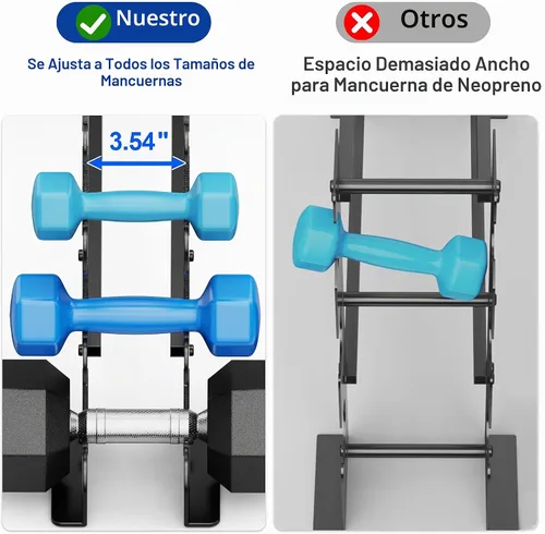 Vista 6 de Dumbbell Rack Stand for Home Gym: Rack Only Holder for Dumbbells, Free Weights, 400LB Capacity Heavy-Duty Compact Storage Organizer