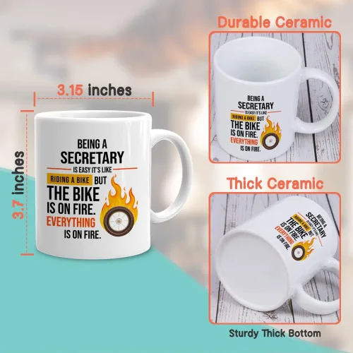Vista 4 de Taza de secretaria de 11 onzas, regalos divertidos para la escuela de medicina, oficina, secretarias de trabajo, asistente administrativo