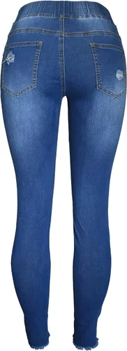 Vista 3 de Aodrusa - Pantalones vaqueros rasgados con cordón elástico en la cintura elástica y hasta el tobillo
