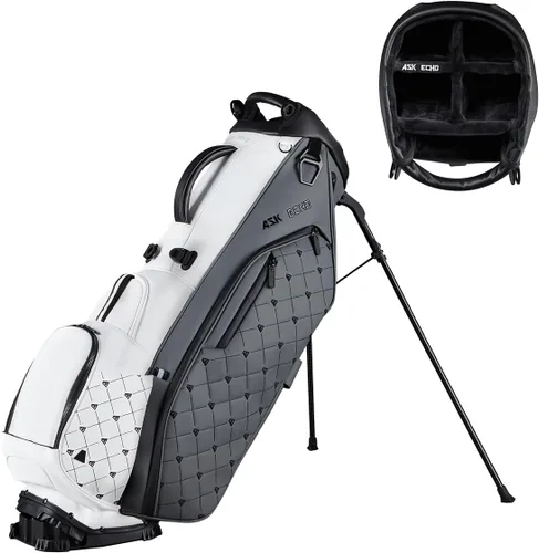Vista 10 de ASK ECHO Prestige Full-Length Hybrid Stand Bag – Premium Leather Negro