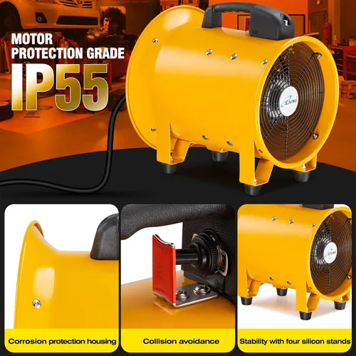 Vista 5 de iLiving Soplador de alta velocidad, extractor de humos, extractor portátil y ventilador (utilidad de 10 pulgadas)