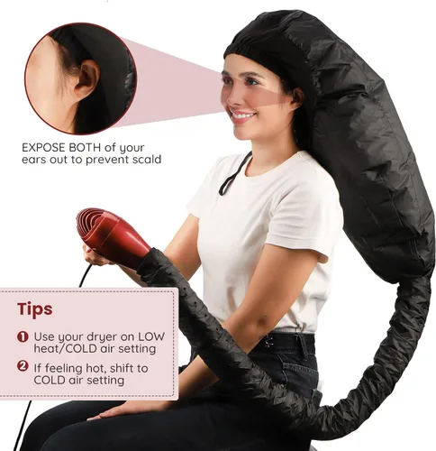Vista 2 de Segbeauty - Accesorio para secador de pelo con capucha, extra grande, ajustable, con correa elástica para el cuidado del cabello rizado natural