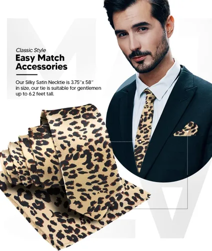 Vista 25 de Juego de corbata Kente con estampado africano y animal y pañuelo de bolsillo a juego
