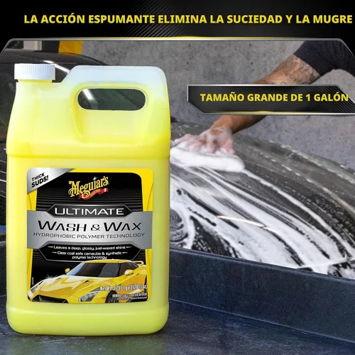 Vista 3 de Meguiar's Ultimate Wash and Wax, jabón y cera de lavado de autos limpia y brilla en un solo paso, brilla y protege con un limpiador de pintura