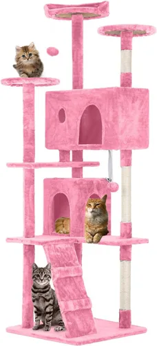 Vista 19 de FDW Torre de árbol para gatos de 54 pulgadas Ceniciento Centro de Ashy