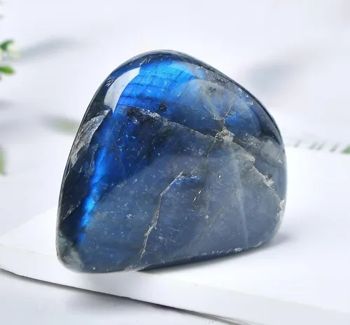 Vista 2 de Roca de Labradorita Pequeña Lámina de Labradorita Azul Pulida Piedra de Cristal de Sanación en Bloque para Meditación Regalo Decoración del Hogar