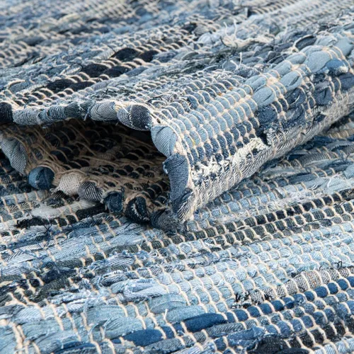 Vista 6 de Unique Loom Chindi Cotton Collection - Alfombra de área - Sally (2 pies 2 pulgadas x 3 pies 1 pulgada, rectangular, azul mezclilla)
