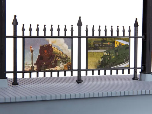 Vista 4 de Lionel O Gauge - Plataforma iluminada de estación de tren, accesorio de tren con luces LED, decoración de diseño de tren, 14+