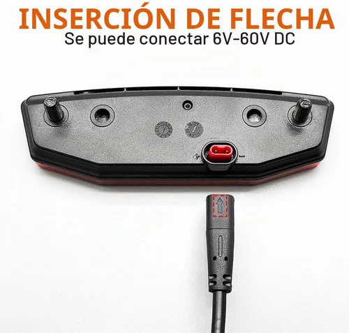 Vista 3 de Ebike Rear Tail Light,Ebike 6V-60V LED Riding Tailight,Motorcycle Led Light Equipment Waterproof Connector for Electric Bike Accessories Negro