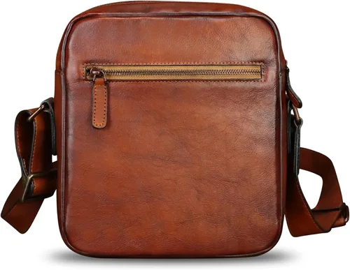 Vista 3 de IVTG Bolso de mensajero de cuero genuino para hombre, bolso de hombro cruzado, bolsa de mano de trabajo, bolsa de negocios