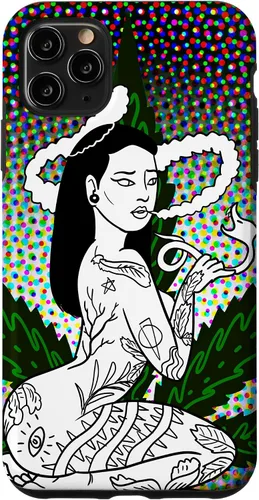 Vista 13 de iPhone 16 Weed Smoking Babe Marihuana Cannabis Smoke Stoner 420 Estuche de regalo