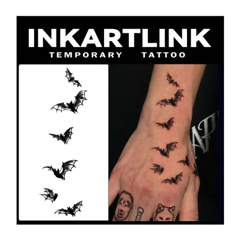 Vista 10 de INKARTLINK Tattoo Tech, 2 hojas de tatuaje semipermanente mediano, tatuajes temporales de diseño artístico para adultos, dura 1-2 semanas