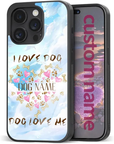 Vista 13 de Fundas personalizadas para teléfonos con nombre de perros y mascotas, Negro